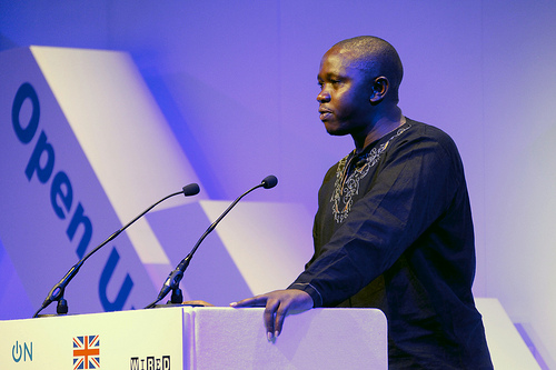 Kepha Ngito speaking at the OpenUp12 conference in London, November 2012.