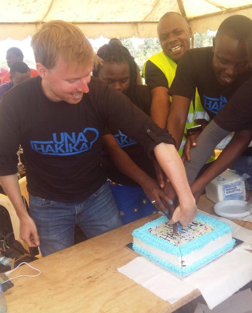 At Una Hakika? launch event in Kibera