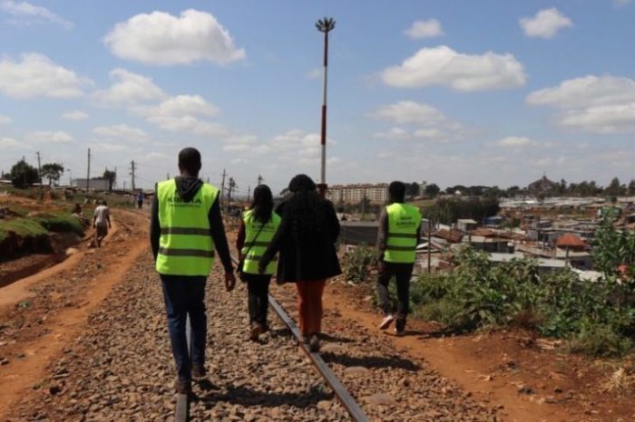 Map Kibera team in the field collecting data.